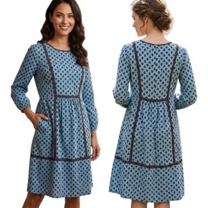 BODEN "Luna" Blue Shift Dress - Size 8